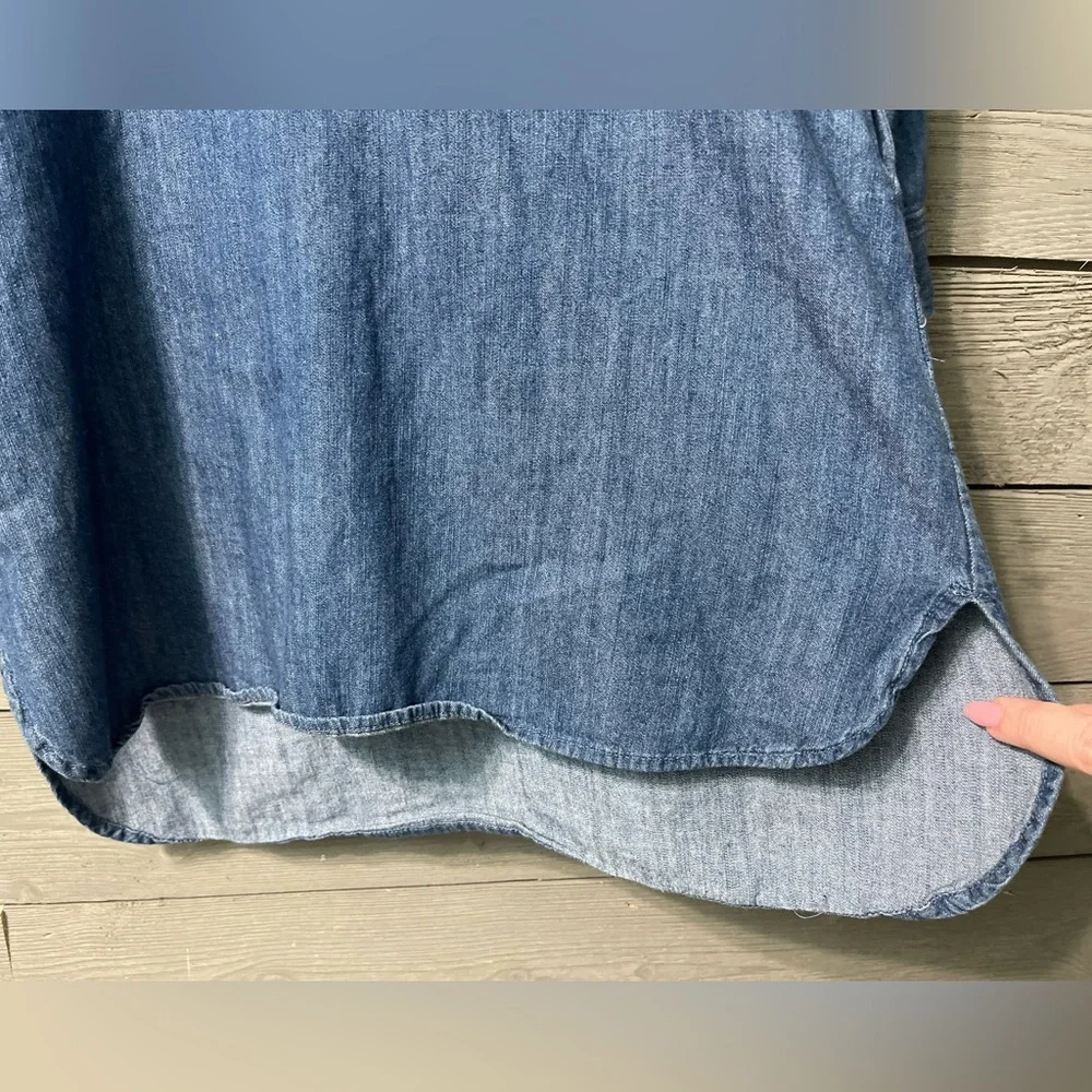 White House Black Market Long Sleeve Denim Button Up Jean Dress Sz 00 - Picture 10 of 15